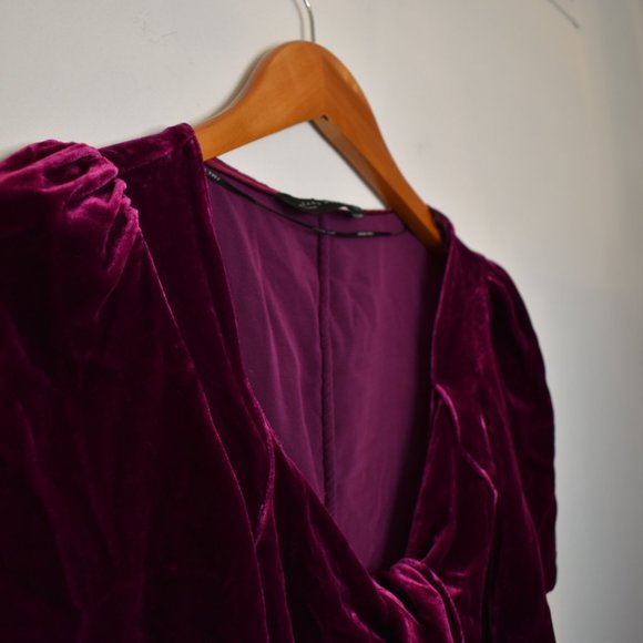 Zara Double Tie Velvet Crop Top - Picture 4 of 4